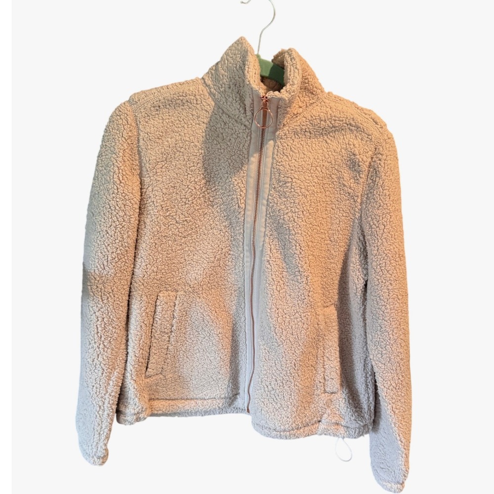 Old Navy Active Womens Fleece Jacket Full Zip pink Size M Cozy Warm Gold Zipper